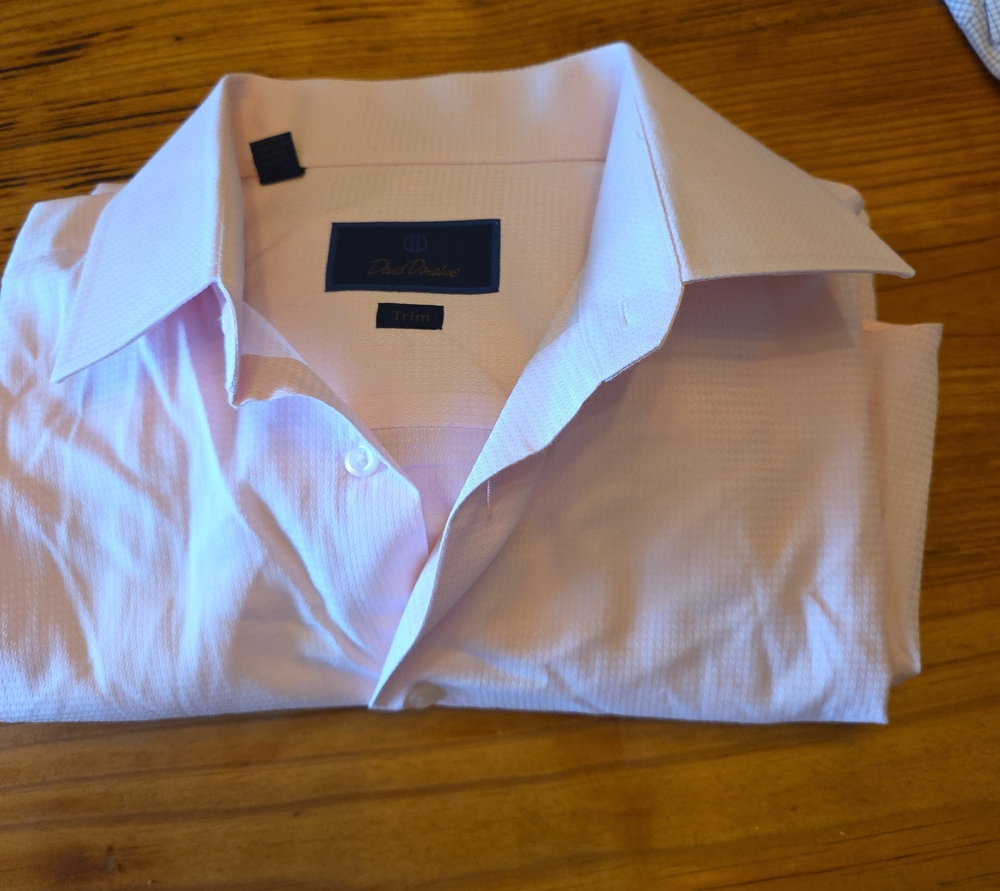 David Donahue Pink Trim-Fit Dress Shirt